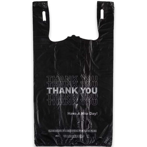 Thank You Shopping Bags - Plastic Grocery Reusable Black Bags | T-shirt ...
