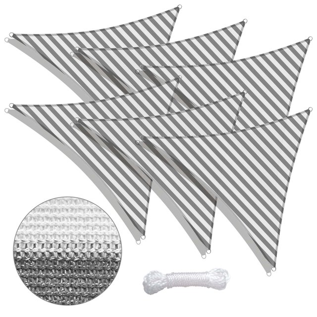 Yescom 6 Pack 7 Ft 97% UV Block Permeable Fabric Triangle Sun Shade Sail Heavy Duty Canopy Outdoor Pool