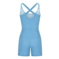thumbnail image 5 of Mrat Womens Running Onesie Workout Romper One-Piece Tank Dress Bodice Dress Elastic Stretch Outfits Exercise Jumpsuits Gym Yoga Clothes Summer Athletic Short Jumpsuit Clothes Light Blue M, 5 of 5