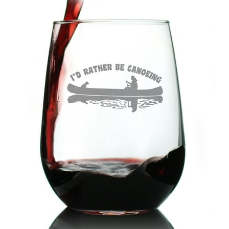 Bevvee Stemless Wine Glass 17 oz Rather Be Canoeing Outdoor Enthusiast Gifts Wine Glasses