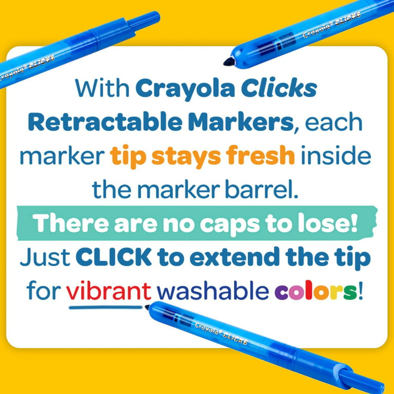 10pk Crayola Washable Color Clicks Markers – Caps Connect Together