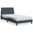 thumbnail image 1 of vidaXL Bed Frame with LED Lights Dark Grey 100x190 cm Velvet, 1 of 5