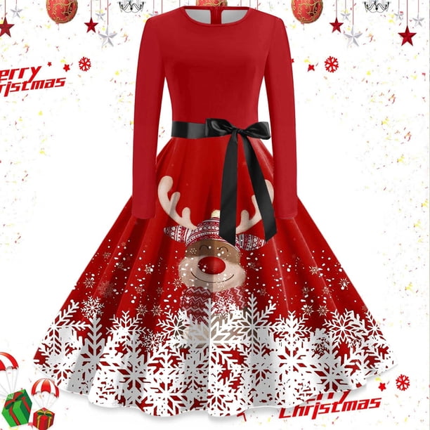 Vestidos Casuales Para Mujer 派对 Moda Femenina Casual Navidad Cuello En V Mujeres Navidad Gráfico Elegante Vestidos Sin Mangas Moda Sexy Floral