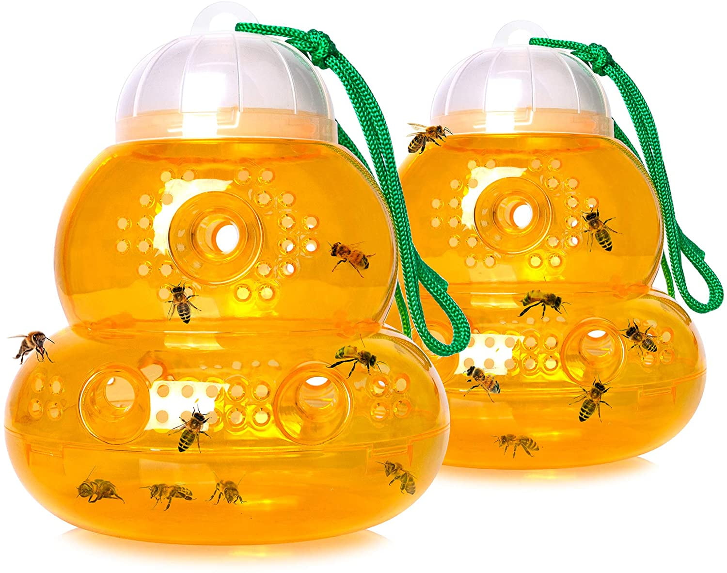 2pack Wasp Trap Outdoor, Bee Catcher Traps Hanging, Hornets Killer, Attractant for Yellow Jackets, Mosquitoes, Flies and Bugs,Non-Toxic