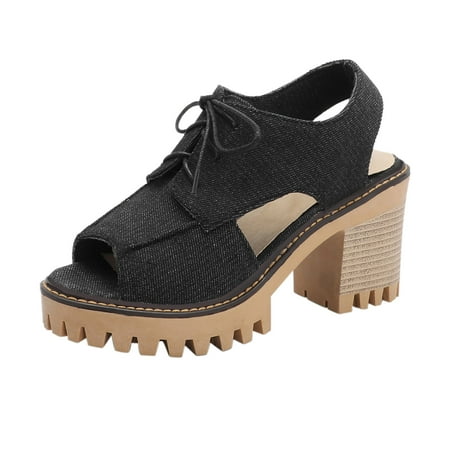 

Valentine s Day Deals!2022 Hvyes Fashionable Denim And Artificial Leather Microfiber High Heel Women s Shoes Size 35-43