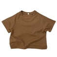 thumbnail image 1 of Zpanxa T-Shirts pour Garçons Couleur Unie Été Mince Manches Courtes Décontracté Col Rond Haut en Coton 5 Ans, 1 of 5
