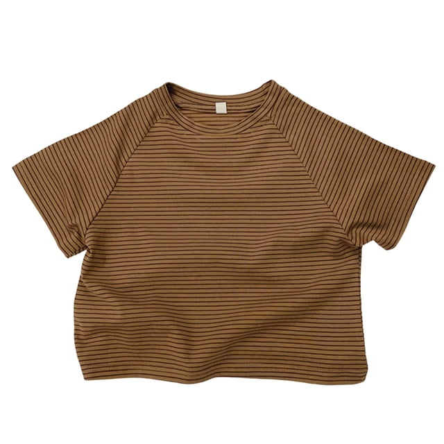 Zpanxa T-Shirts pour Garçons Couleur Unie Été Mince Manches Courtes Décontracté Col Rond Haut en Coton 5 Ans