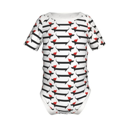 

Coaee Christmas Dachshund for Soft Baby Short-Sleeve Bodysuit Baby Climbing Clothes Baby Girls Boys Bodysuit Romper-2 Years