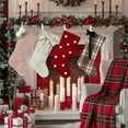 thumbnail image 2 of Shoreew Christmas Stockings with Hanger Bowknot Plush Balls Decor Striped Print Candy Holder Festive Tree Decoration, 2 of 7