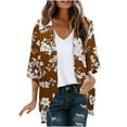 thumbnail image 2 of Sakmal Cover-Up Womens Coats and Jacket Lightweight Elbow-Length Brown Floral Loose Fit Chiffon Cardigan Jacket for Ladies, 2 of 5