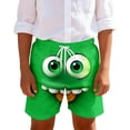 thumbnail image 3 of Toddler Boy Shorts Boys Funny Face Print Casual Shorts Elastic Waistband Outdoor Everyday Wear Green 5-6 Years, 3 of 5