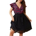 thumbnail image 2 of SMihono Robe d'Été pour Femmes Grande Taille Mode pour Femmes Imprimé Grande Taille Manches Courtes Col en V Ventilée Sensualité Robe Flottante, 2 of 8