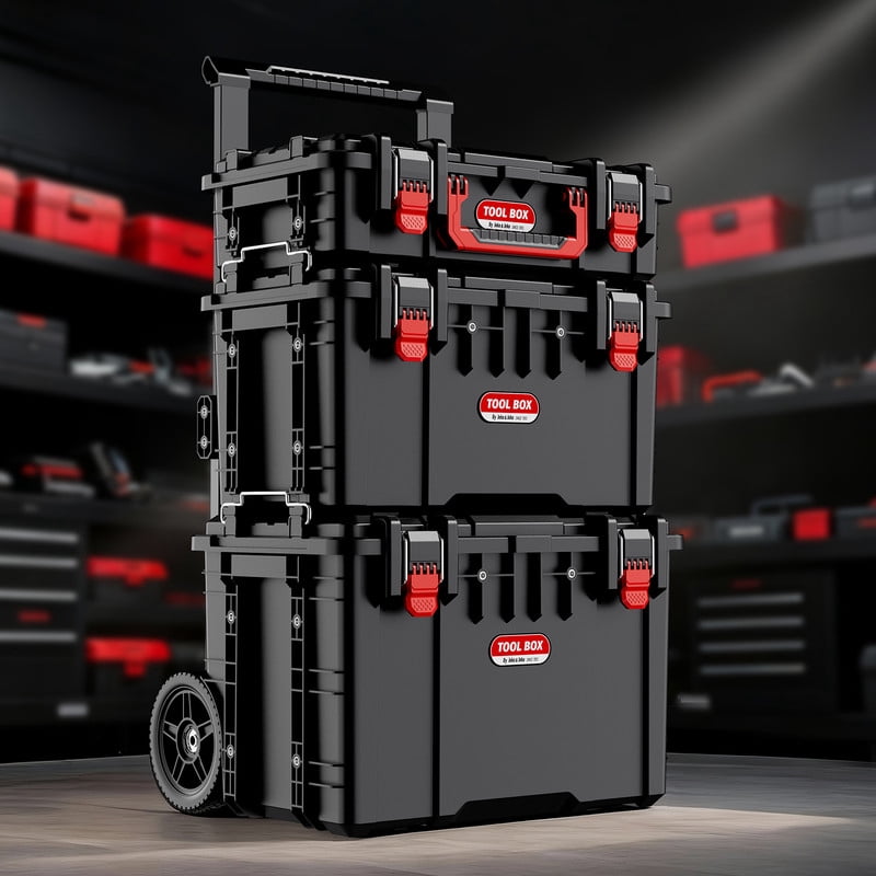JEKO&JEKO 3-Piece Rolling Tool Box System with Wheels, Modular Storage for Garage, DIY & Home