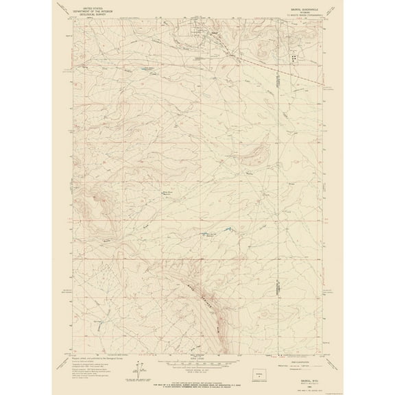 Topographical Map - Bairoil Wyoming Quad - USGS 1961 - 23 x 31.14 - Vintage Wall Art