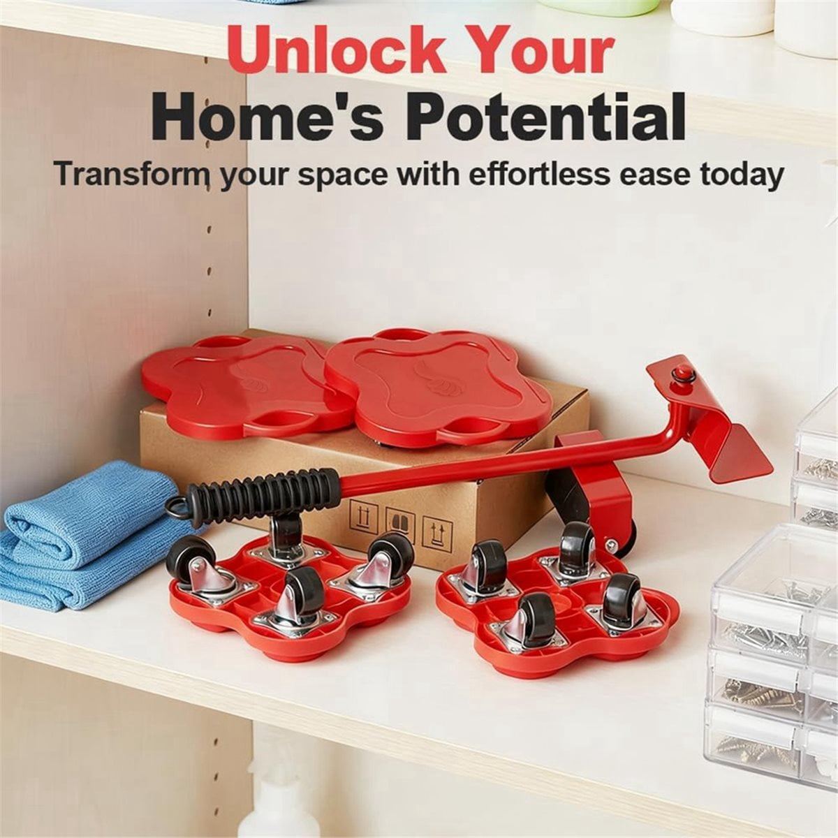 Furniture Lift Mover Tool Set,Multi-Functional Adjustable Furniture Lifter for Home, Portable Furniture Moving Wheels