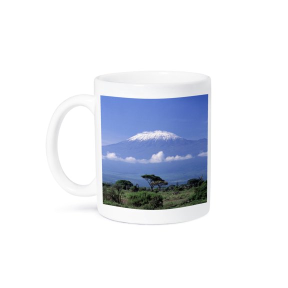 3dRose, Africa, Tanzania, Mt Kilimanjaro, landscape and zebra-AF45 GJE0018 - Gavriel Jecan, 15oz Mug