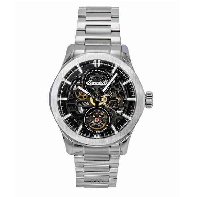Ingersoll Reloj Automático Bronc de Acero Inoxidable con Esfera Esqueletizada Negra I16701 para Hombre