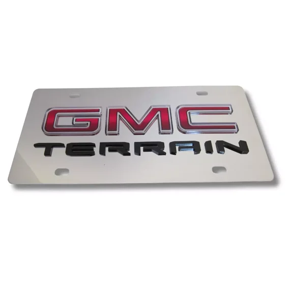 GMC Terrain 3D Emblem Mirrored Chrome Stainless License Plate Official Licensed