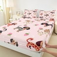 thumbnail image 3 of Castle Fairy Girls Boys Kawaii Dog Dachshund 3Pcs Twin Sheet Sets,Pink Strawberry Twin Fitted Sheet,Polka Dots Breathable Flat Sheet,Ultra Soft Home Decor, 3 of 7