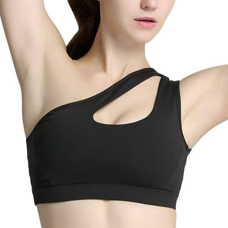 

Miayilima Tanks For Women Sports Underwear One Shoulder Vacuous Vest Gathered Shockproof Running Sports Beautiful Back Bra Yoga Clothing Size L