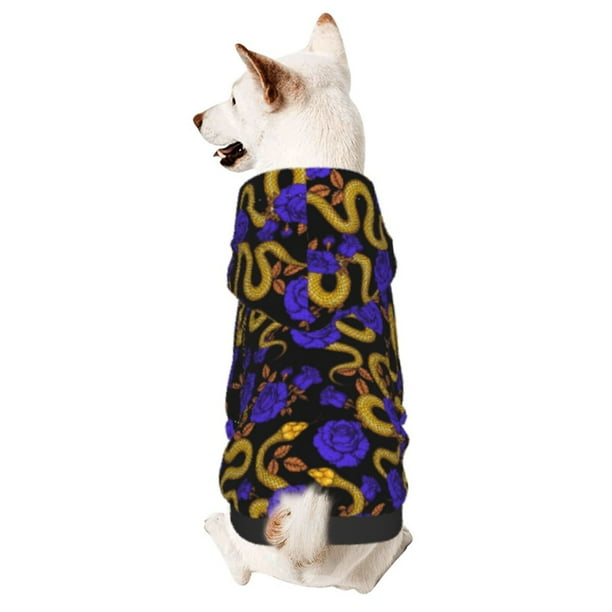 Balery Golden Snake And Purple Rose Sudadera con Capucha para Perros Pequeños – Ropa para Mascotas, Disfraz para Perros y Gatos, Ideal para Fiestas y Cosplay-Small