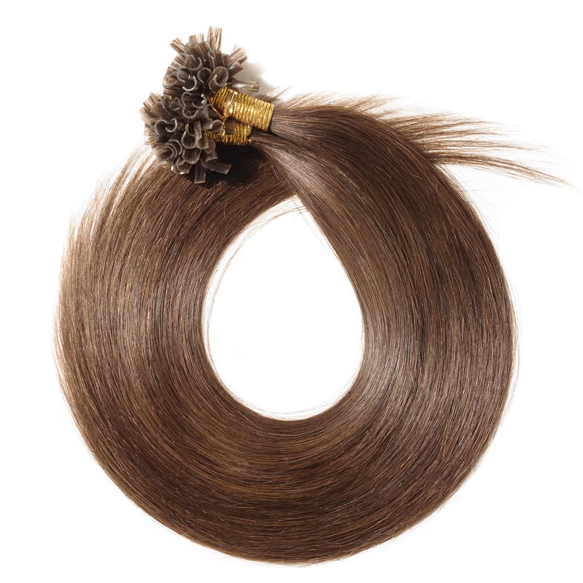 MY-LADY 100S Nail U Tip Fusion 100% Remy Human Hair Extensions Keratin Pre Bonded Hairpiece Straight 0.5g/s, #04 Medium Brown, 16inch