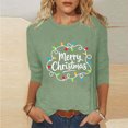 thumbnail image 3 of Christmas 3/4 Sleeve Tops for Women Plus Size Crewneck T-Shirts Xmas Holiday Graphic Tee Loose Fit, 3 of 8