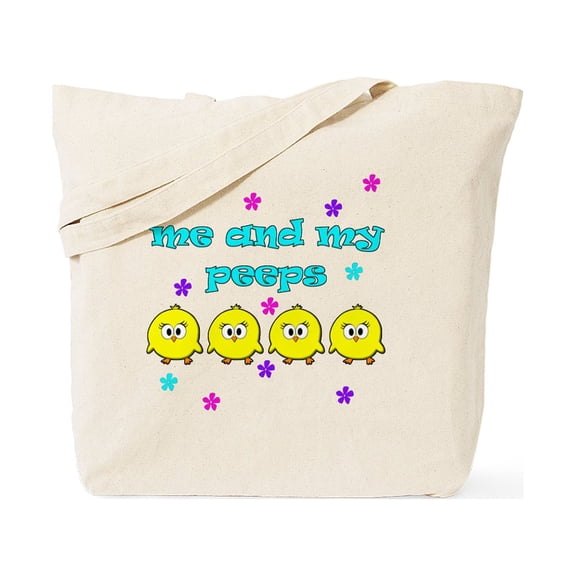 CafePress - ME AND MY PEEPS L TEAL Tote Bag - Unisex Canvas Tote Bag, Beige, 1-Piece