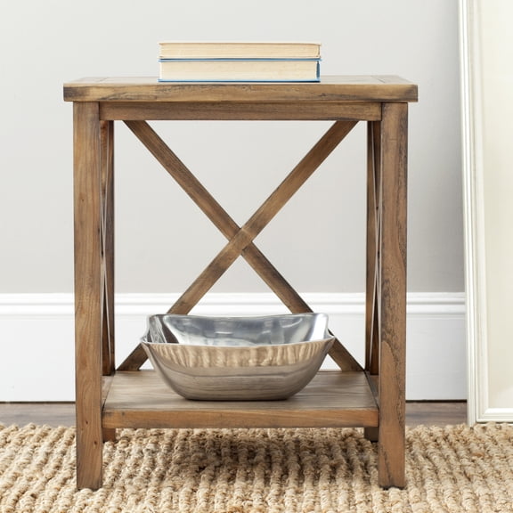 SAFAVIEH Candence Cross Back End Table Oak