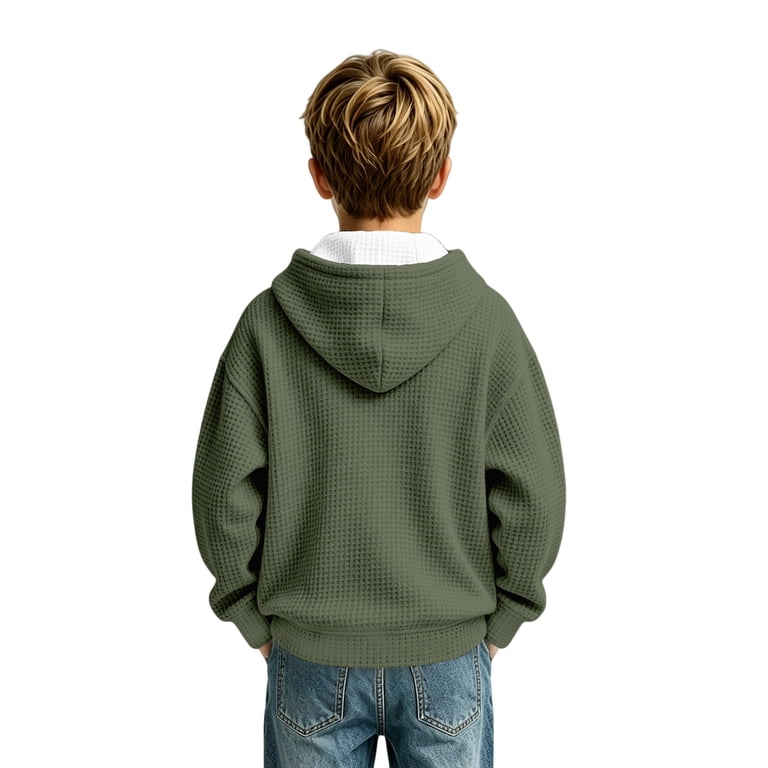 Fall Beck Lumtrix Teen Boys Quarter Zip Hoodie Fall Waffle Knit Hooded Sweatshirt ...