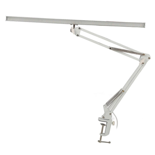 LED Beauty Lamp with Clamp Clip On Desk Lighting Swing Arm Adjustable Brightness Salon Lamp for Makeup Tattoo Eyebrow Reading Silver Clamp