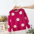 thumbnail image 7 of Virmaxy Kids Girls Cute Winter Sweater Toddler Girls Floral Printed Knit Sweaters Long Sleeve Cotton Jumper Blouse Kids Fashion Chunky Crewneck Pullover Tops Hot Pink 2T, 7 of 7