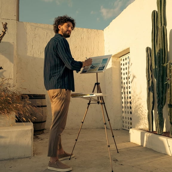 Plein Air Easel for Painting: Adjustable Travel Watercolor Easel Stand for Adults- Collapsible Portable Tripod for Artists