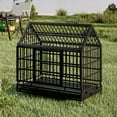 thumbnail image 6 of Pefilos 48" Heavy Duty Dog Crate with Pointed Roof and Removable Tray, Folding Metal Kennel for Medium and Large Dogs, Pet Playpen with Four Wheels, Black, 6 of 11
