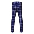 thumbnail image 5 of UTTOASFAY Mens Pants Fashion Men Casual Business Slim Fit Plaid Print Zipper Long Pants Trousers Navy 32(L), 5 of 6