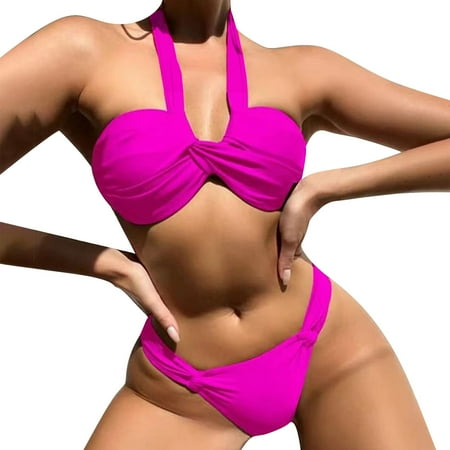 Yanyanz Bestselling Swimsuit  Women Thong Bikini Set Brazilian Two Swimsuit High Cut Bathing Suit Top String Bottom  Bathing Suit for Women  Modest Swimsuits for Women  Hot Pink XL