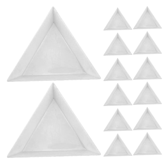 Phenofice 24Pcs Triangular Tray White Plastic ABS Bead Dish Jewelry Making Tool For Artisans And Crafters 2.8X2.8X0.4In