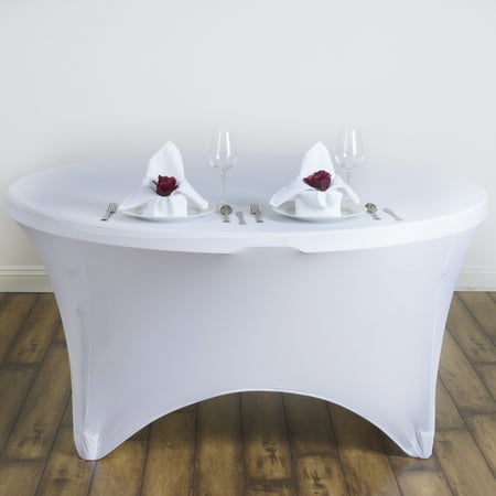 

BalsaCircle 60 Spandex 5 Feet Round Fitted Stretchable Tablecloth White