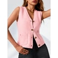 thumbnail image 2 of Women's V Neck Button Up Sleeveless Vest Sweater Knitted Casual Cardigan with Pockets, 2 of 6