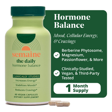 Semaine Daily Hormone Balance 60 Count – Berberine Phytosome - Protects Against Cravings, & Balanced Mood Health - Clinically-Studied Formula