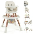 thumbnail image 1 of Gymax Chaise Haute pour Bébé 16-en-1 avec Centre d'Activités, Siège Rehausseur, Table de Blocs de Construction, Blanc, 1 of 10