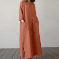 thumbnail image 4 of HAPIMO Women Maxi Dress With Crew Neck Large Pockets Loose For Loungewear And Casual Home Wear Red XXXL, 4 of 6