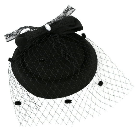 Fdelink-11885 Black Fascinators Sombrero Diadema with Clip