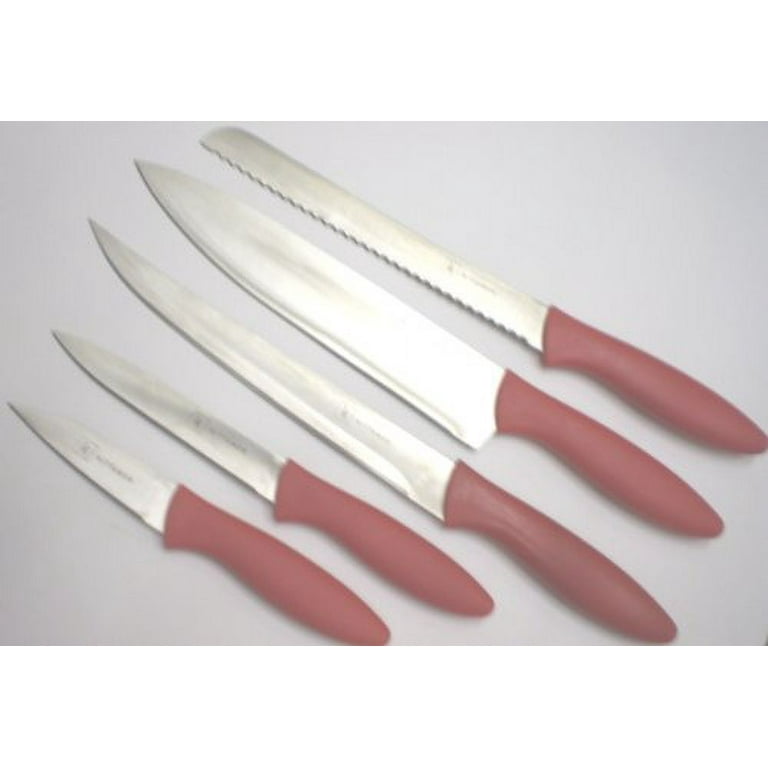 Kittamor 6 Stainless Steel Kitchen Knives Set with Red