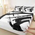 thumbnail image 5 of Manfei Abstract Brushstroke Queen Sheets, Black and White Queen Sheet Sets, Black Reversible 4-Piece1 Flat Sheet + 1 Fitted Sheet + 2 Pillowcases, 5 of 6