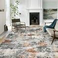 thumbnail image 2 of 6x9 Ft Washable Area Rug - Modern Abstract Neutral Carpet - Non Slip Backing Low Pile Faux Wool Design - Soft Floor Rug for Bedroom Dining Room Living Room - Durable Stain Resistant, 2 of 8