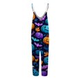 thumbnail image 4 of Halloween Jumpsuits for Women Candy Castle Wide Leg Backless Horror Overalls Skeleton Spiderweb Halter Funny Rompers, S, 4 of 6