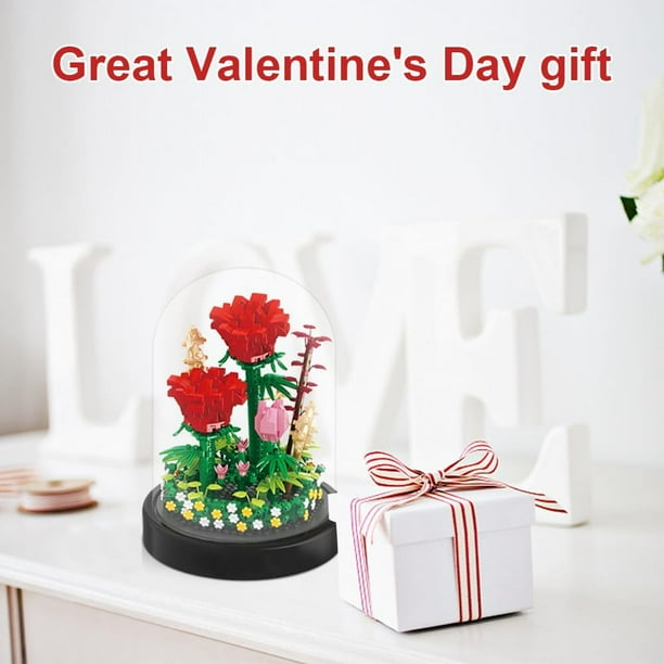 SMIDOLE - Juego de construcción de ramo de rosas rojas - Kits de bloques mini de 648 piezas de bricolaje para adultos y niños, flores artificiales para decoración de oficina en SMIDOLE - Juego de construcción de ramo de rosas rojas - Kits de bloques mini de 648 piezas de bricolaje para adultos y niños, flores artificiales para decoración de oficina en