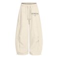 thumbnail image 3 of SJLDQY Sweatpants for Girls Letter Graphic Wide Leg Pants Drawstring Waist Straight Leg Pants with Pockets, 3 of 5