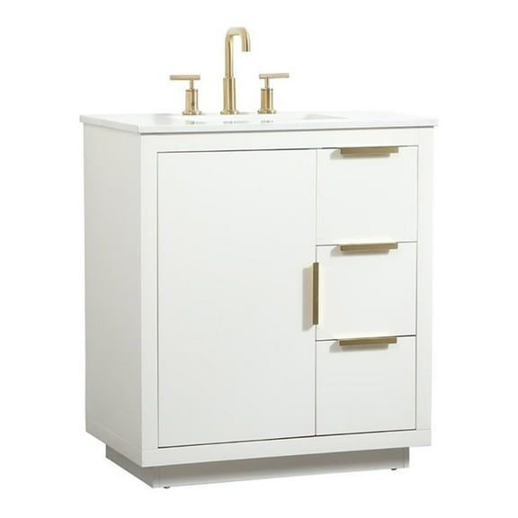 30 inch single bathroom vanity in white